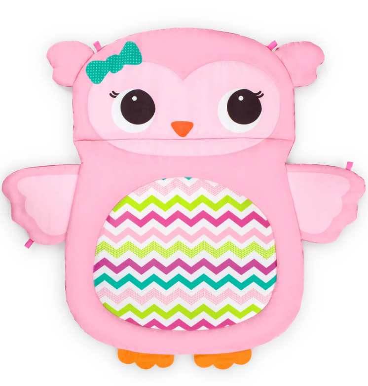 Bright Starts Tummy Time Prop & Play Activity Mat Pink Owl
