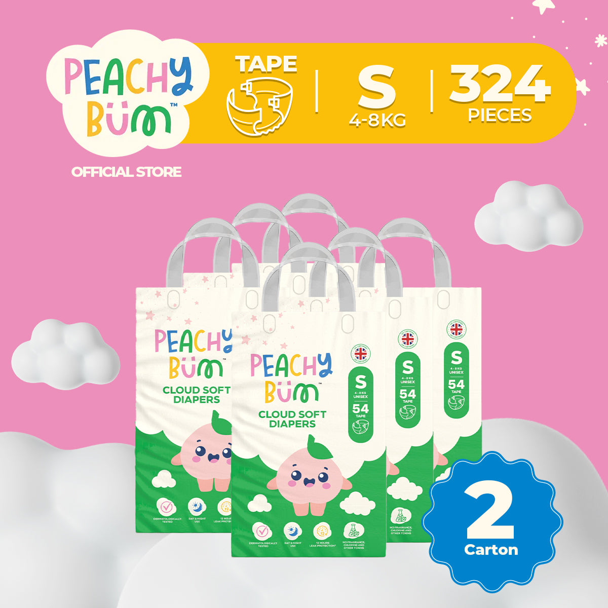 Peachy Bum Tape Diapers