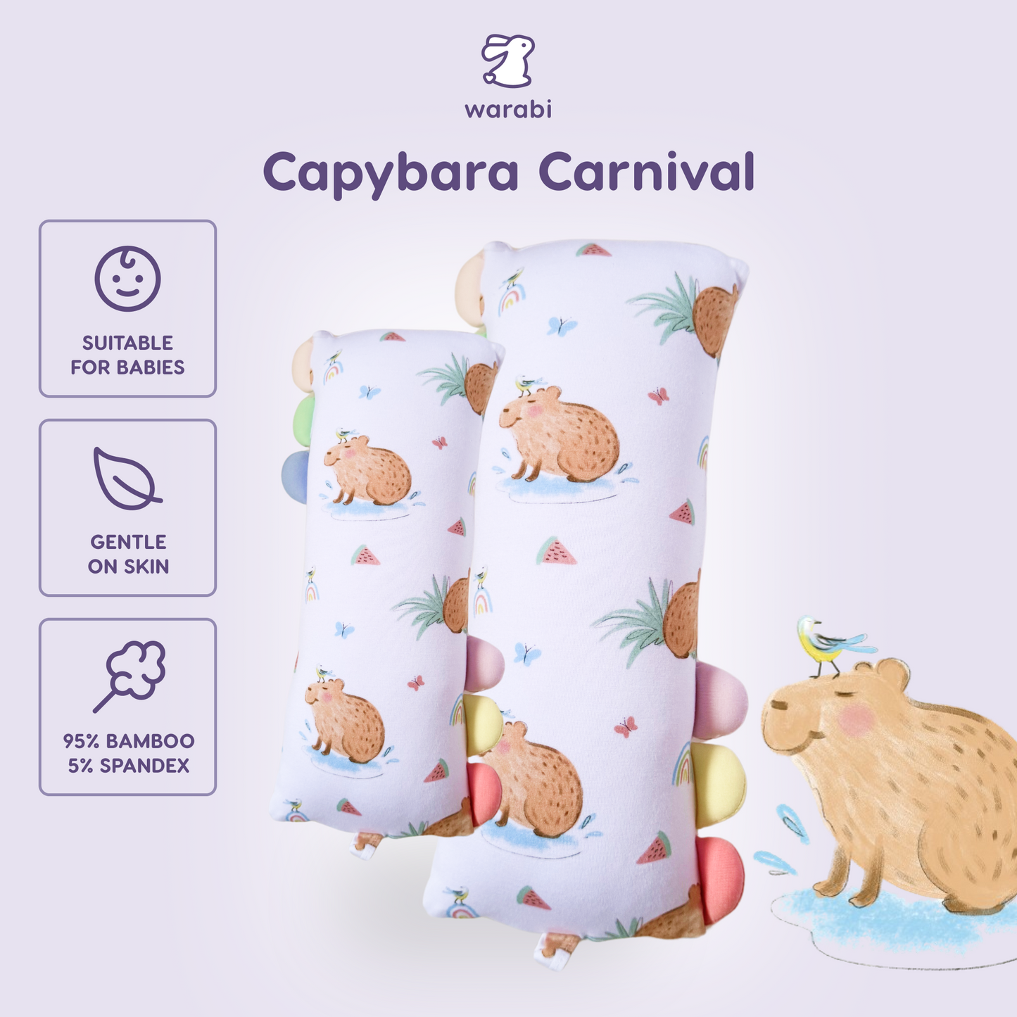Warabi Baby Capybara Carnival Snuggle Buddy Pillow