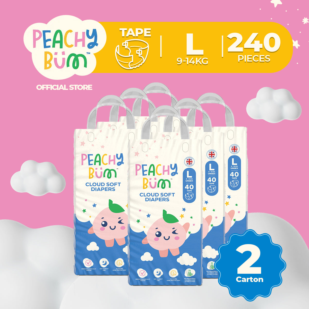 Peachy Bum Tape Diapers